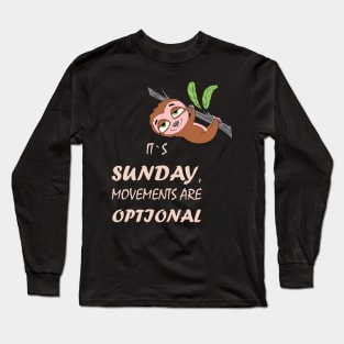 Funny Cute Lazy Relaxed Hanging Sunday Sloth Long Sleeve T-Shirt